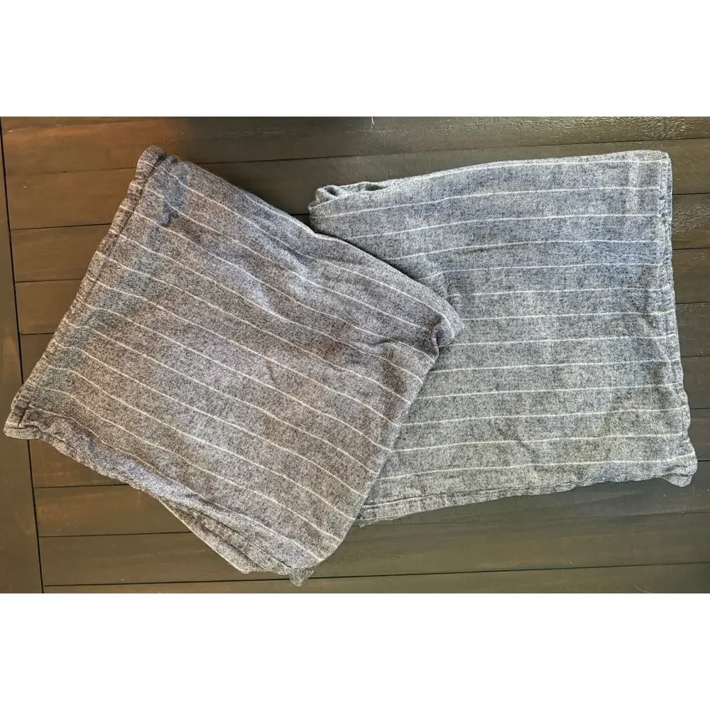 West Elm Cotton Blend Grey White Striped Euro Sham 26X26